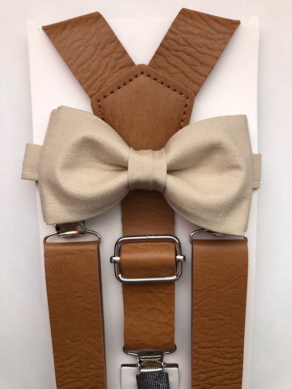 Tan Textured Leather Bow Tie Tan Textured Leather Bow Tie