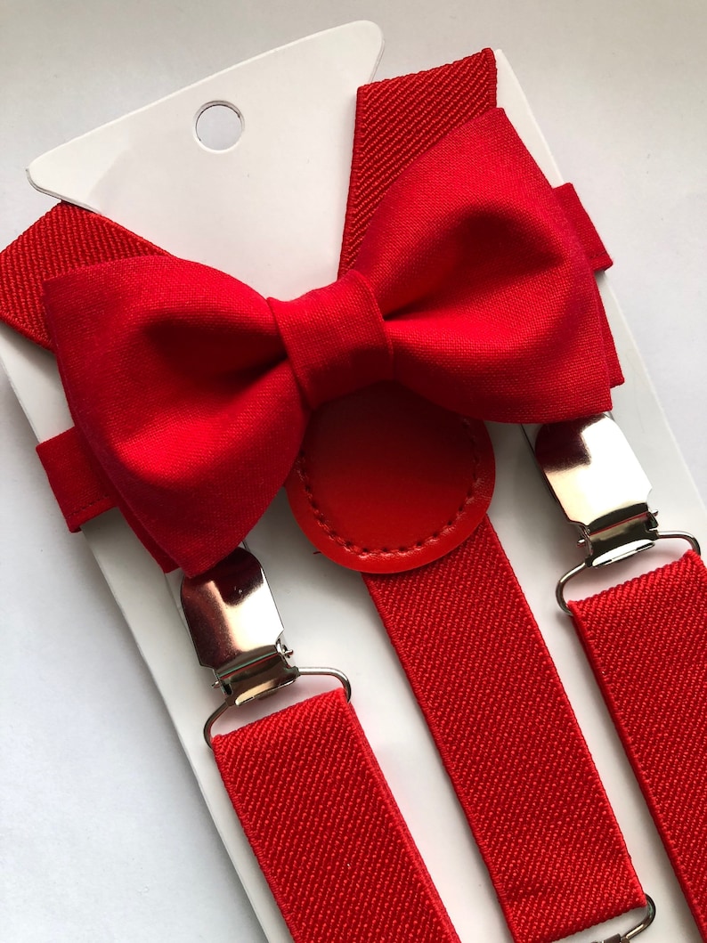 Red Bow Tie and Red Suspenders Set. Adults/Kids. Christmas Bow Etsy