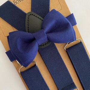 Navy Blue Bowtie/Navy Suspenders Set. Navy Bow Tie Set!