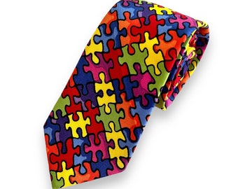 Autism Awareness Necktie. Autism Spectrum Bow tie. Puzzle Pieces NeckTie. Necktie, Bowtie Adults.