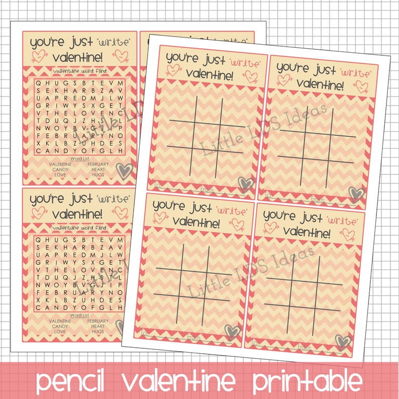 Pencil Valentine Printable You're Just 'write' Valentine image 2