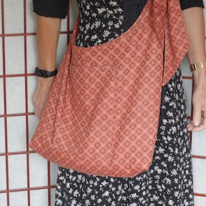 Lightweight Hobo Crossbody Sling Bag with Adjustable Strap and Pocket, Large Hippie Boho Cross Body Tote Handmade from Recycled Fabric