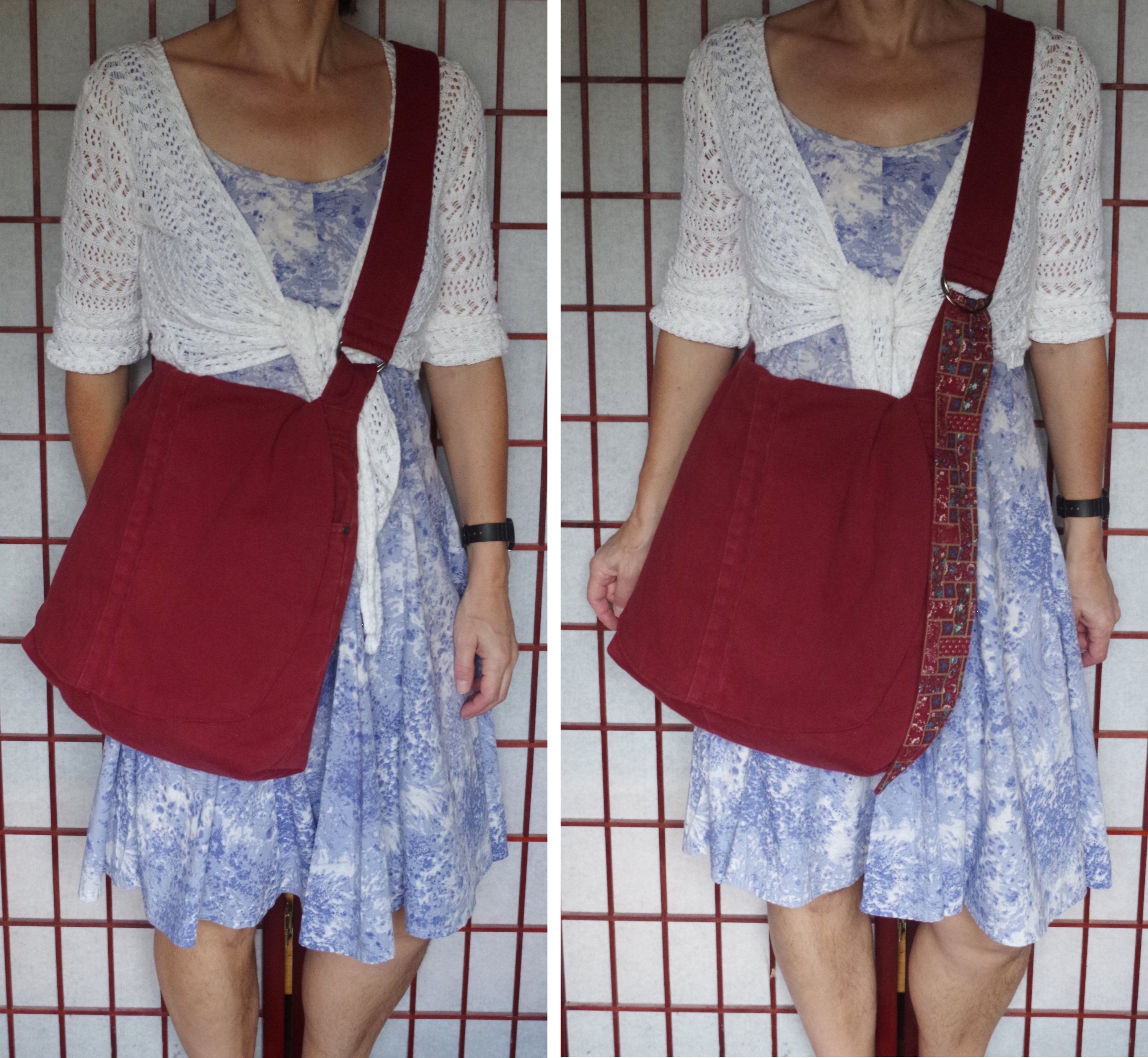 maroon messenger bag