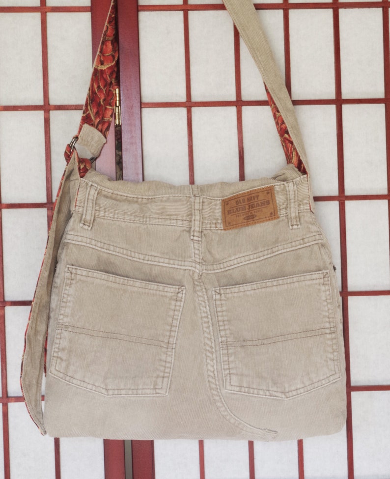 Upcycled Corduroy Messenger Handmade Eco Friendly Vegan Etsy
