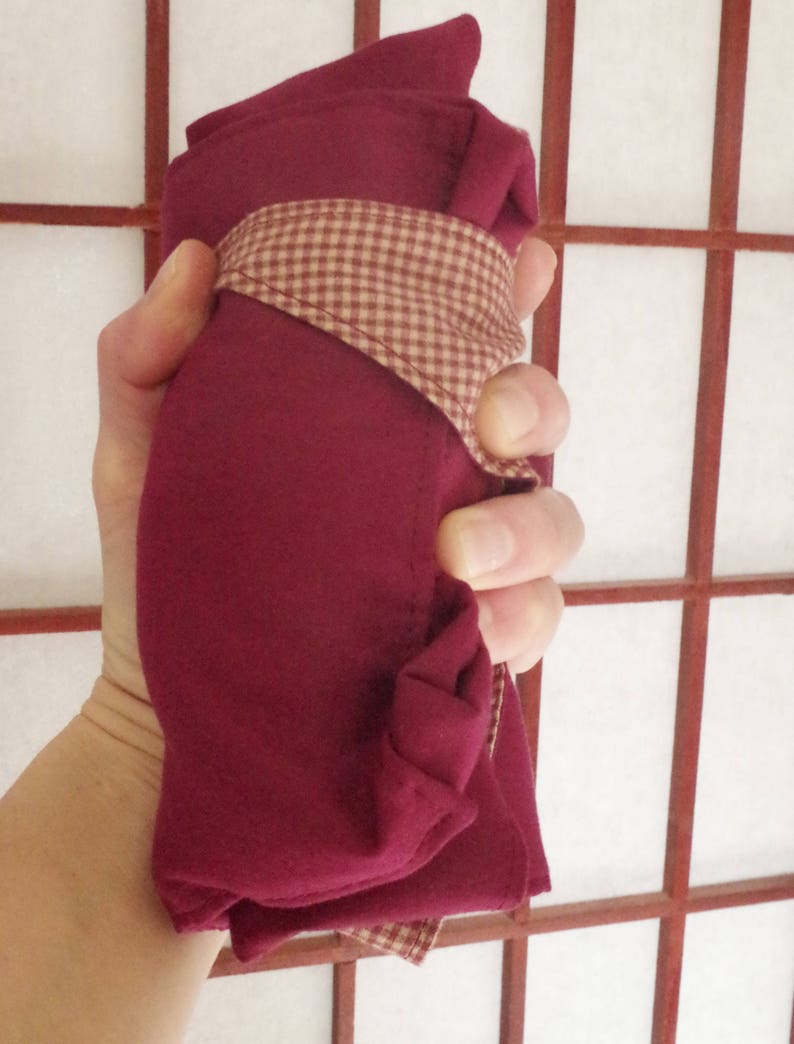 OOAK Ecofriendly Upcycled Hippie Boho Cross Body Reversible Maroon and Checkered Hobo Sling Bag with Pockets Handmade from Recycled Fabrics