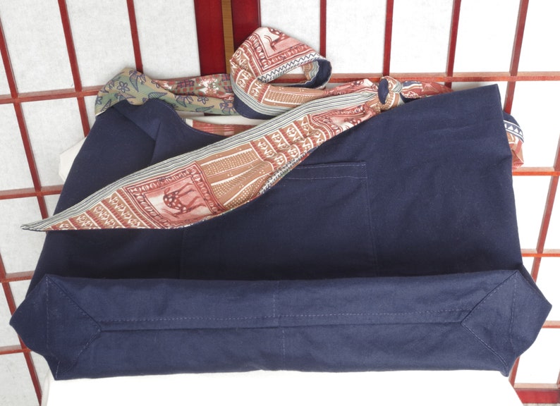 Bohemian Hobo Sling Bag Navy Hippie Boho Cross Body Handmade from Ecofriendly Fabrics Reversible Tote with Adjustable Strap and Pockets