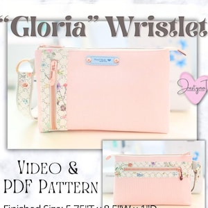 PDF + Video Patrón de costura / Pulsera Gloria / Monedero / Porta celular / Bolso pequeño