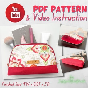 PDF Video Sewing Pattern dahlia Zipper Pouch Justynathandmade - Etsy