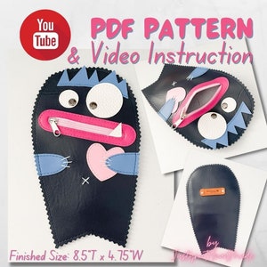 Sewing Pattern With Video Instruction | Spiky Monster Zipper Pouch | Pencil Case | Gift Wrap