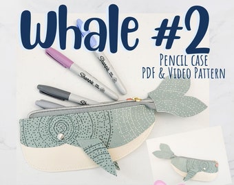 PDF Pattern | Whale #2 Pencil Case | Zipper Pouch | JustynaTHandMade