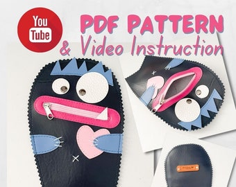 Sewing Pattern With Video Instruction | Spiky Monster Zipper Pouch | Pencil Case | Gift Wrap