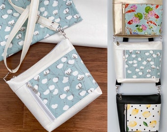 Crossbody Purse / Bag PDF Sewing Patter, Front & Back Zipper Pockets, Beginner Friendly