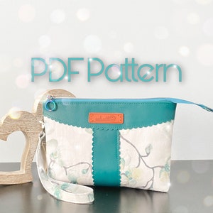 Descarga de patrón PDF / Bolsa "Sakura Mini" / Muñequera / Bolsillos exteriores con cremallera / 2 ranuras para tarjetas en el interior