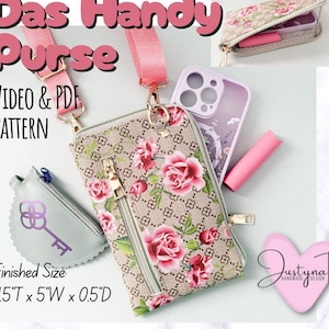 Patrón de costura / Bolso bandolera Das Handy / Bolso para teléfono móvil / Bolsillos para tarjetas de crédito / Instrucciones en vídeo