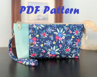 PDF Pattern Download / "Maya" Wristlet / Front Cell Phone Pocket / Zipper Back Pocket / 3 Card Slots  / Instructions with Pictures