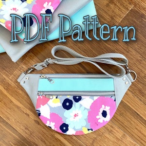 Descarga de patrón PDF / Riñonera "Daisy" / Monedero bandolera / 2 bolsillos delanteros con cremallera