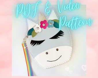 PDF Patter with Video Instruction | Unicorn Zipper Pouch / Wristlet /Pencil Case