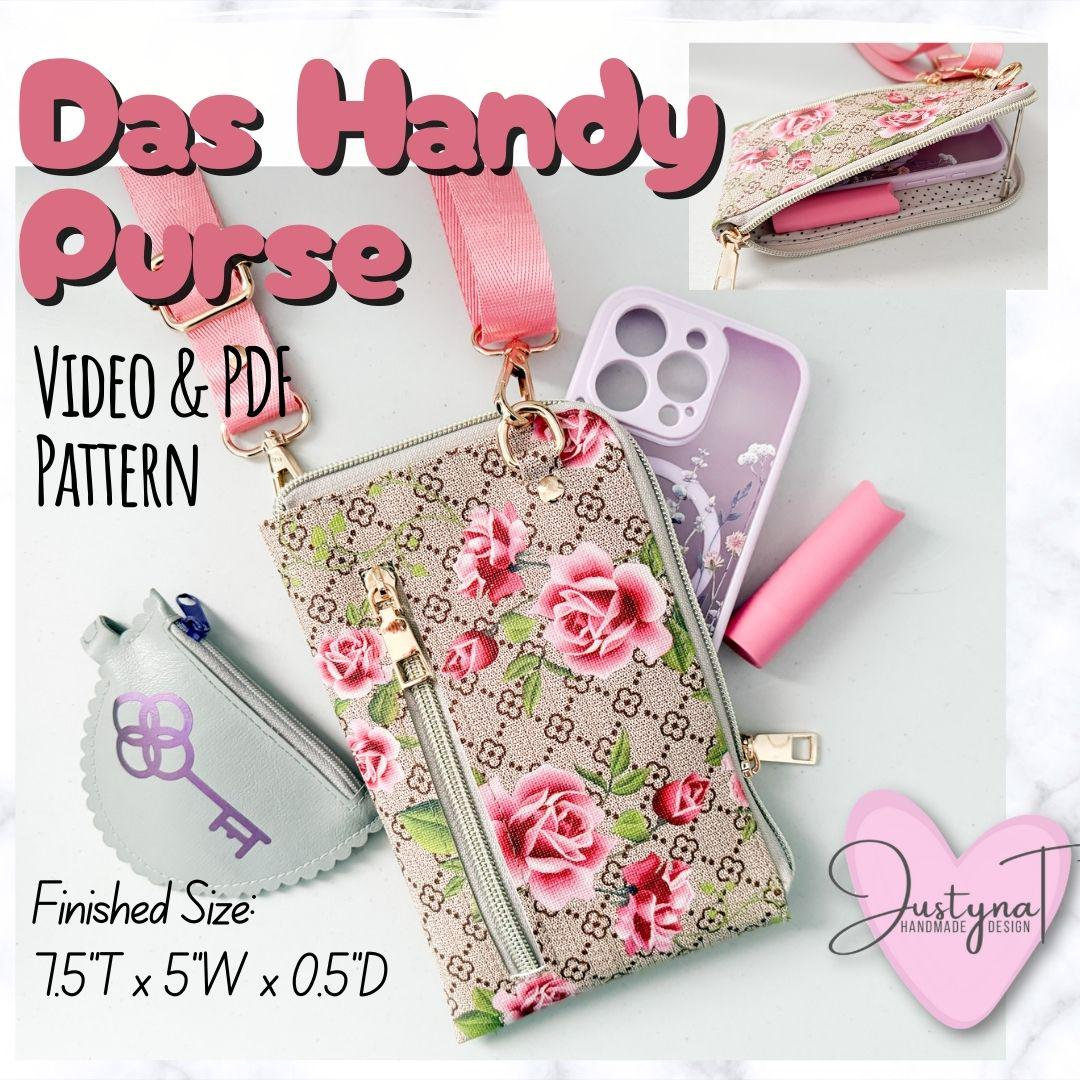 Sewing Pattern | Das Handy Crossbody Purse | Cellphone Bag | Credit Cards Pockets | Video Instruction