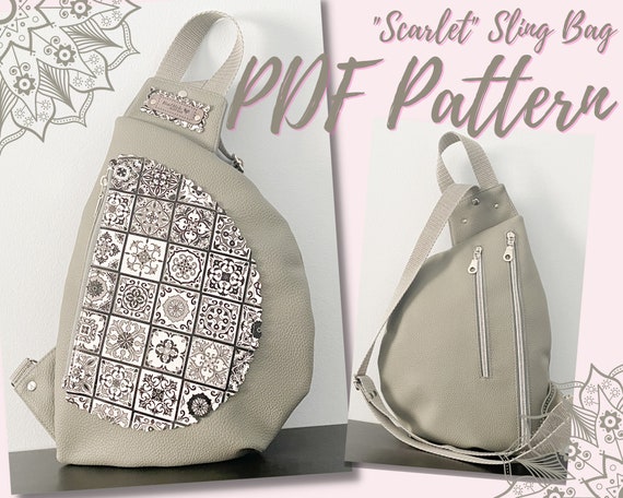 PDF Pattern scarlet Sling Bag / Backpack Front Zipper Pocket Back