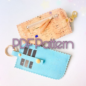 Baixar padrão em PDF | Carteira pequena com borda recortada / inserção de bolsa | 3 slots de cartão | Bolso com zíper