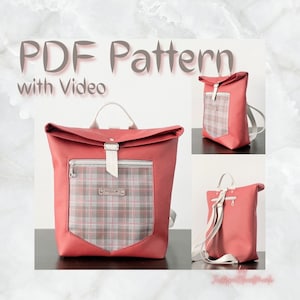 Descarga de patrón PDF / Mochila "Junio" / Bolsillo delantero/Bolsillo trasero/3 bolsillos interiores