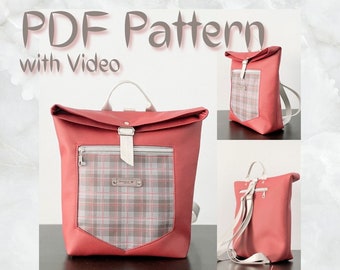 PDF Pattern Download | "June" Backpack | Front Pocket/Back Pocket/3 Inside Pockets