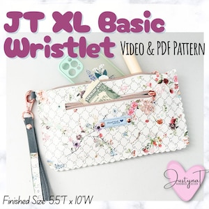 Patrón de costura en PDF + Vídeo / Bolso de mano básico JT XL / Porta tarjetas de crédito y teléfono móvil