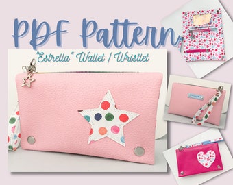 PDF Pattern | "Estrella" Wallet / Wristlet | 6 Card Slots / Cash Pocket / 3 Zipper Pockets