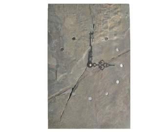 Rustic Slate Stone Wall Clock, Indian Creek, Window Hour Markers