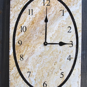 Swirling Travertine Clock, Rustic Western Natural Stone Wall Clock