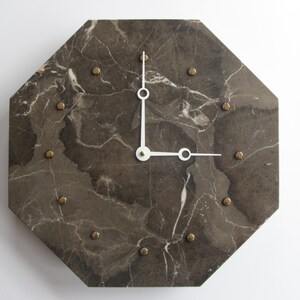 Emperador Marble Clock, Natural Marble Wall Clock, Natural Stone Marble Clock