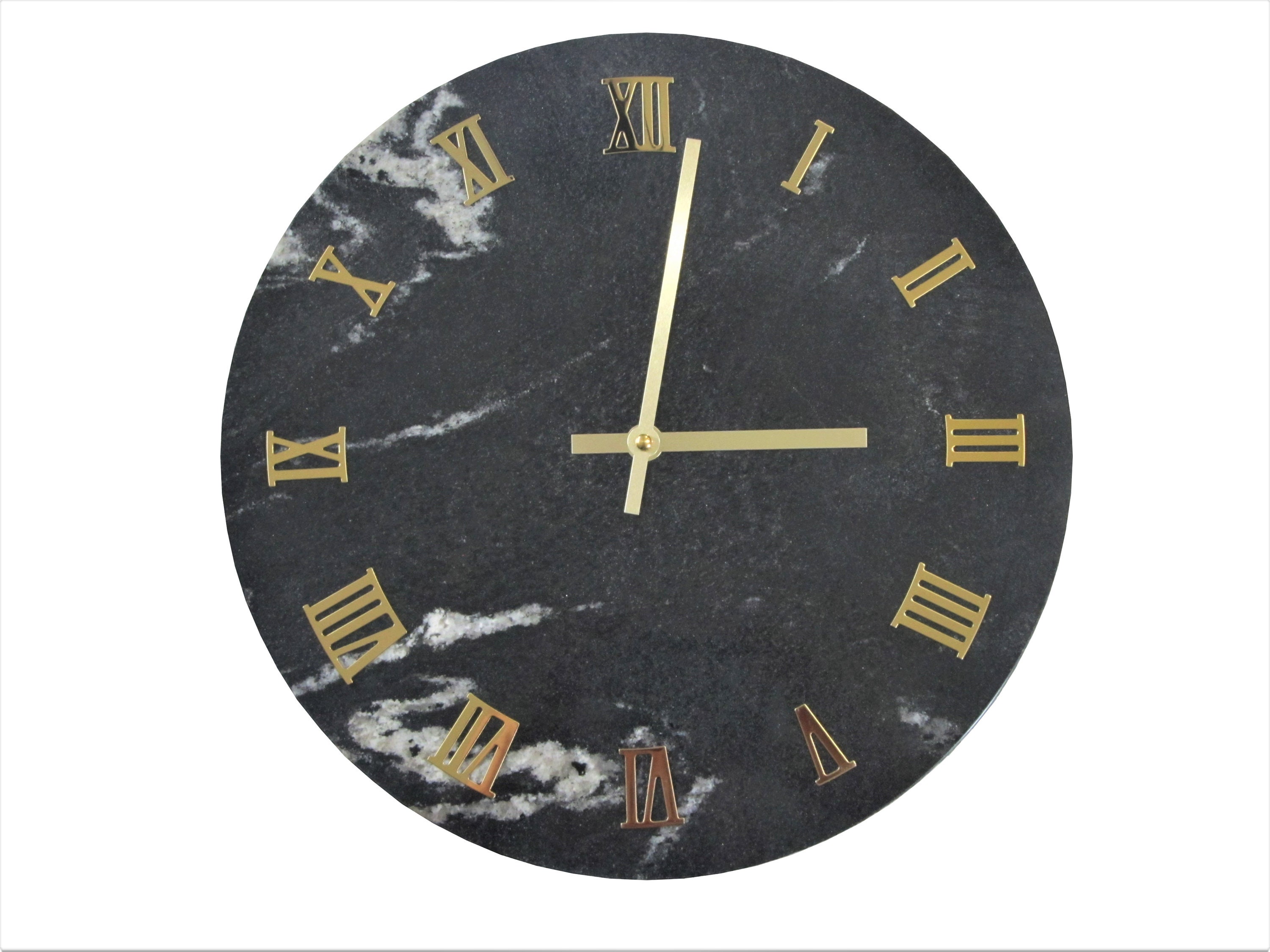 Maravilla Black Marble Wall Clock Real Marble Clock 12 Natural Marble