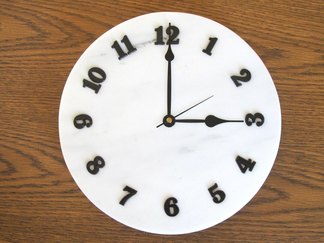 12 Carrara Marble Clock Marble Wall Clock White Etsy