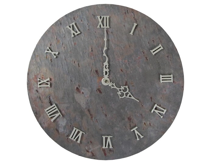 12 Slate Stone Wall Clock Rustic Natural Slate Stone Etsy