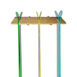 Vertical Ski Rack - Bamboo/Birch - Indoor Ski Wall Rack and Garage Ski Wall Mount - The Vercules
