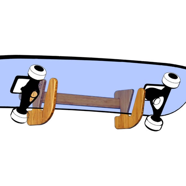 Premium Bamboo Skateboard Rack - Indoor Horizontal Skateboard Wall Mount & Garage Skateboard Holder for Skate Decks - The Lana'i Series