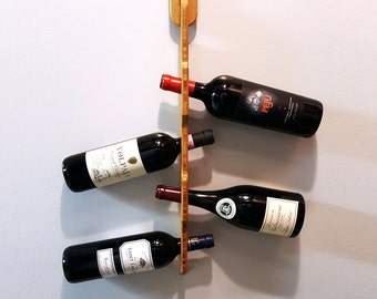 Wine Bottle Rack - Bamboo - Vertical Hanging Rack - Bamboo - Multiple Bottles - For Artificial Cork or Screw Cap Bottles
