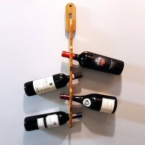 Wine Bottle Rack - Bamboo - Vertical Hanging Rack - Bamboo - Multiple Bottles - For Artificial Cork or Screw Cap Bottles