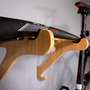 Bamboo or Birch Bike Wall Rack | Bike Rack | Bike Wall Mount - Wall Mounted Bicycle Rack Indoor Garage Bike Storage - Rackcycle