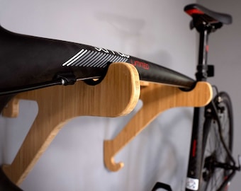 Bamboo or Birch Bike Wall Rack | Bike Rack | Bike Wall Mount - Wall Mounted Bicycle Rack Indoor Garage Bike Storage - Rackcycle