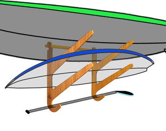 Paddleboard Rack, Longboard Surfboard Rack & Wakeboard Rack - Bamboo -  Horizontal Indoor Paddle Board Storage - O'ahu Series