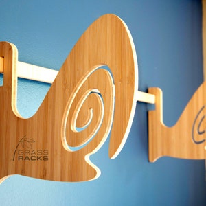 Skateboard, Snowboard and Surfboard Horizontal Wall-Mounted Indoor and Garage Storage Rack - Bamboo - The Tripped Barrel