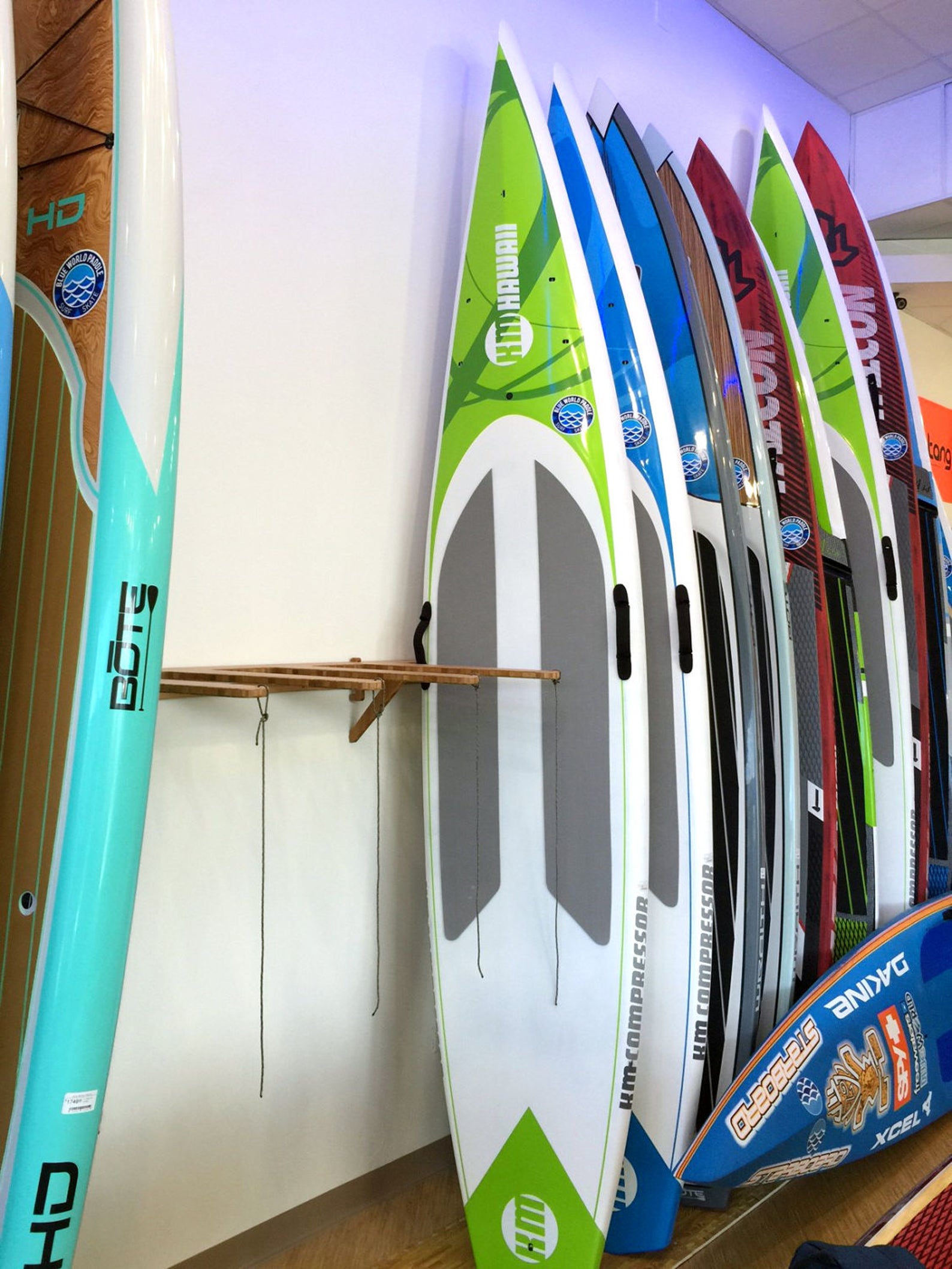 4 Paddleboard Rack and Surfboard Rack - Bamboo/birch - Vertical Indoor ...