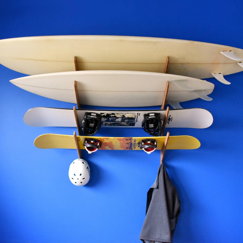 Surfboard Rack Bamboo Horizontal WallMounted Indoor and Etsy