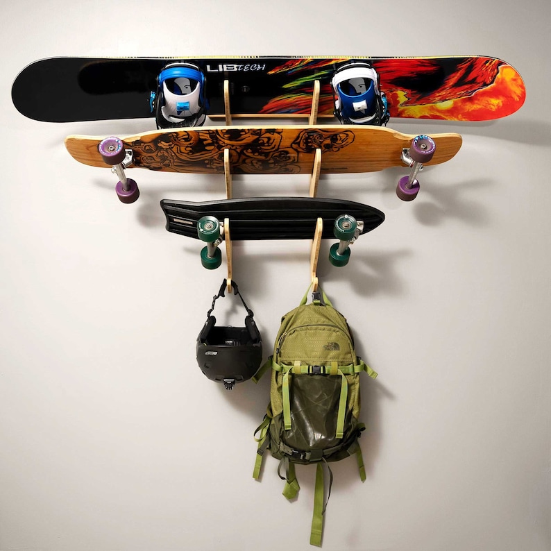 Skateboard Rack & Snowboard Rack Bamboo/birch Indoor Etsy UK