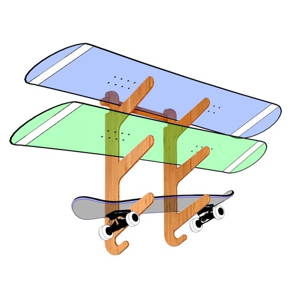 Snowboard Rack Skateboard Bamboo Horizontal Snowboard Rack Skateboard Bamboo