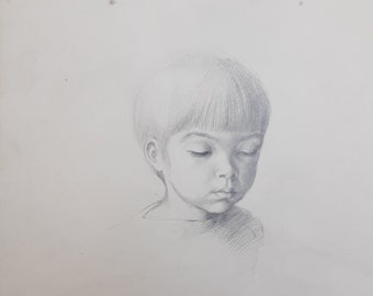 Pencil on paper sketch study child drawing