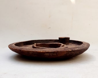 Vintage Wooden Bowl Serving Platter Rustic Bowl