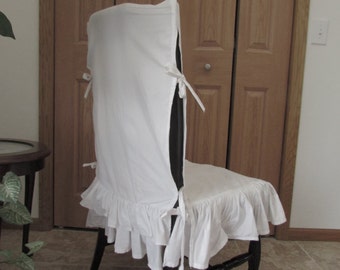 Ruffle Chair Cover/seat cover/Ruffle covers/white linen cover.