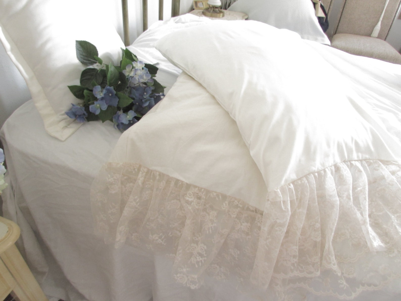 Shabby Chic Pillowcases White or Ivory/ Lace Ruffle Etsy